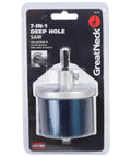 Packaging of Seven In One Hole Saw Kit With One And Three Quarters Inch Depth Includes Seven Diameters showing saw attachment