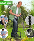 Man using Heavy Duty Manual Lawn Aerator Tool With Fourteen Iron Spikes For Quick Soil Aeration In Your Yard And Garden outdoors.