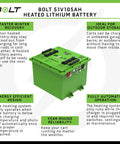 48V LiFePO4 Golf Cart Battery Kit For Club Car Precedent Onward Tempo with 105Ah 51.2V 5.376kWh, green heated battery design.