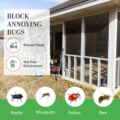 Screened porch protected by 0.315 Inch Flat Screen Spline Roll 100 Feet Black Vinyl Retainer for mosquito net and door repair