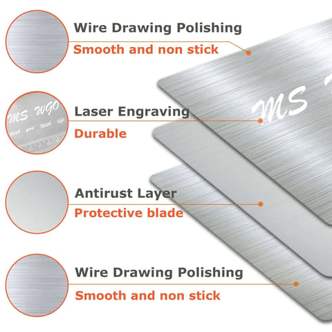 Diagram showing construction of Stainless Steel Pastry Scraper Cutter Chopper With Measuring Scale Multipurpose Dough Knife Workhorse