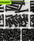 Complete 1/4-20 Bolt And Nut Set With Washers In Black, 219 Pieces With 73 Bolts 73 Nuts 73 Washers, K Kwokker