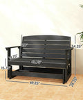 Outdoor Two Person Glider Bench For Backyard With Armrests HDPE Weather Resistant Double Swing Glider Rocking Chair Loveseat