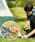 Heavy Duty 12 Inch Galvanized J Hook Ground Anchors Set used for securing a tent in outdoor setup