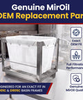 Top Tier Reusable Fryer Oil Filter Bag That Traps Tough Grease Grit And Saves You Serious Dough Compatible With Common Basins, shown with OEM frame.
