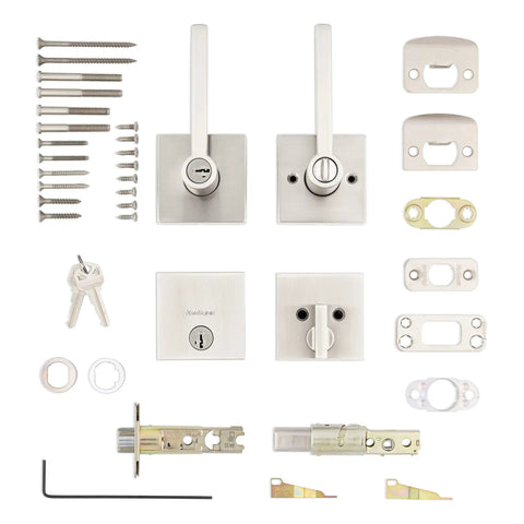 Halifax Keyed Entry Lever And Single Cylinder Deadbolt Combo With SmartKey Security In Satin Nickel for Exterior Doors components