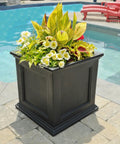 No-Fuss Self-Watering 20-Inch Square Planter for Outdoors by the pool with colorful plants