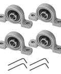 Beefy Heavy Duty Pillow Block Bearing Kit KP08 With 8mm Bore Zinc Alloy Flange Mounted Housing High Precision P6 ABEC3 Four Pack