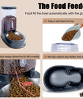 Premium Stainless Steel Automatic Pet Feeder And Water Dispenser With Gravity Fed Bowls, 150-degree slope for smooth food delivery.