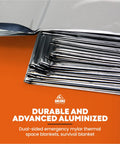 Emergency Mylar Thermal Blankets 10 Pack, giant space blankets folded stack close-up