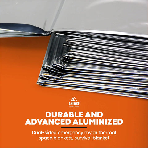Emergency Mylar Thermal Blankets 10 Pack, giant space blankets folded stack close-up