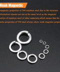 Front view of M3 stainless steel split lock washers in silver, assorted sizes.