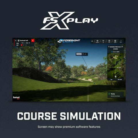 All In One Indoor Golf Simulator Bundle With Pro Style Launch Monitor And FSX Play Gold Subscription course simulation screen
