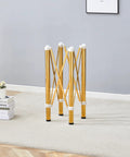 Adjustable Stainless Steel Table Legs Gold Finish Foldable Support Base For Coffee Desk Dining Table viewed from the front.