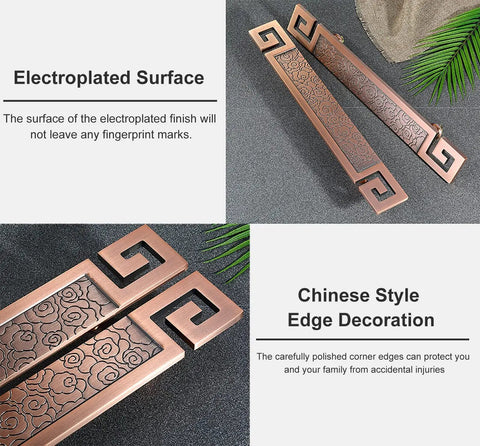 Two Sided Stainless Steel Barn Door Pull Handle For Interior And Exterior, Rectangle Antique Wood Look Push Pull Door Handle