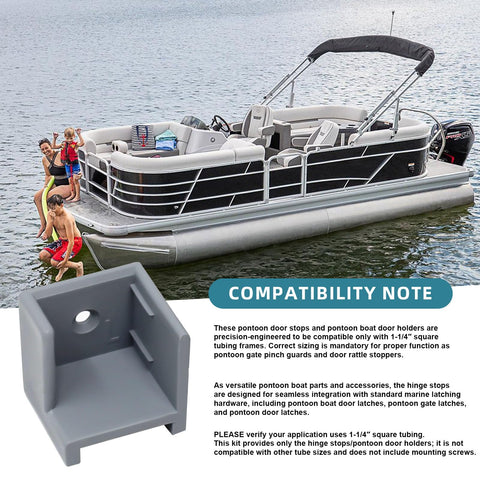 Real Badass Pontoon Boat Gate Door Holder Kit With Left And Right Hinge Latch Stoppers Tight Fit For One Inch Quarter Square Tubing grey door stop