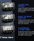 Vapor Digital Speedometer Tachometer Gauge Kit For Polaris Sportsman Ranger RZR ACE 2000-2019 Featuring RPM Graph, Speed Readout, Engine Temp, Ambient Temp, Resettable Distance, Clock, Ride Time, Odometer, Programmable LED Shift And Overheat Alerts on black display