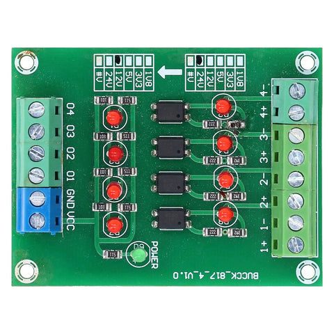 Optocoupler Isolation Board 24V To 5V PLC Level Converter Module 4 Channel Plug And Play Ready Stable Isolation top view