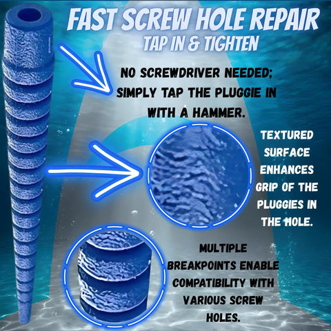 Stripped Screw Hole Repair Kit For Wood And Cabinet Hardware Easy Fix That Restores Screw Grip In Hinges, Doors, And Furniture With Heavy Duty Wall And Wood Anchors Made In USA 24 Pack, textured repair plugs visual guide