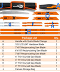 13 Piece Multi Purpose Hand Saw Set with Ergonomic Handle and 12 Assorted Blades for wood, metal, drywall, and plastic