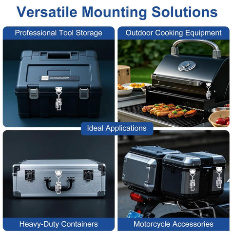 Heavy Duty Toggle Clamp Kit With 304 Stainless Steel Construction on tool storage, grill, container, and motorcycle bags