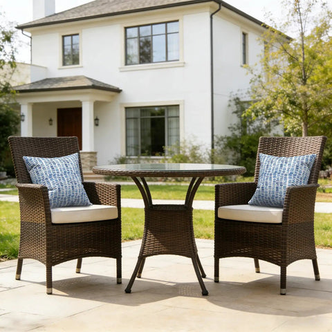 Outdoor Indoor Throw Pillows 2 Piece Set With Cozy Plush Inserts 18 By 18 Inch Square Pebble Blue on patio chairs