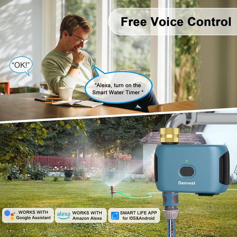 Smart Sprinkler Timer With Brass Inlet And Outlet 1 Zone Hose Faucet Controller With WiFi Hub Create Up To 20 Watering Plans