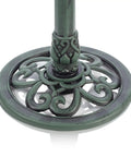 Base detail of Outdoor 3 Tier Pedestal Water Fountain With Vintage Birdbath Accent In Green, showing intricate design.