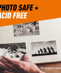 Hand placing photo into album, highlighting photo safe, acid-free feature of Clear Double Sided Adhesive Dots 0.5 Inch Diameter
