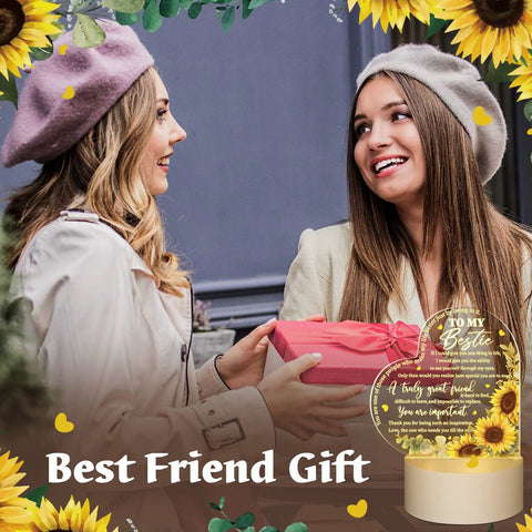 Acrylic Night Light Gift For Friends For Her Birthday Party Bestie BFF Sister Flower Lamp With Warm Colors LED Base