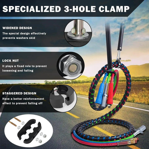 16 Inch Tender Spring Kit With 3 In 1 Air Line Holder And 3 Hole Clamp Holder For Semi Truck Air Lines, showcasing lock nut and design