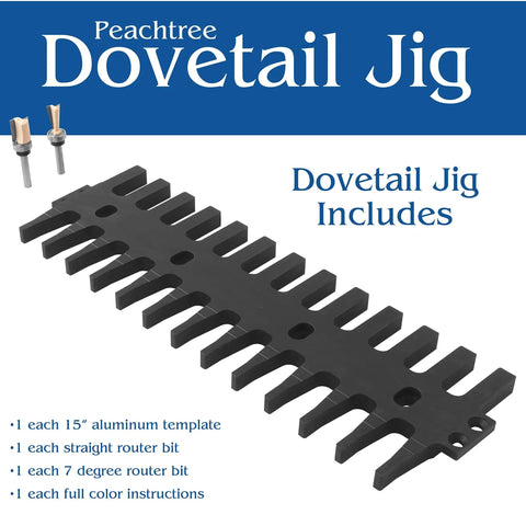 Professional Dovetail Jig System With Precision Flush Trim Bearing For Knocking Out Ridiculously Tight Joints Without Breaking A Sweat On Any Weekend Woodworking Project, 15-inch aluminum template with router bits.