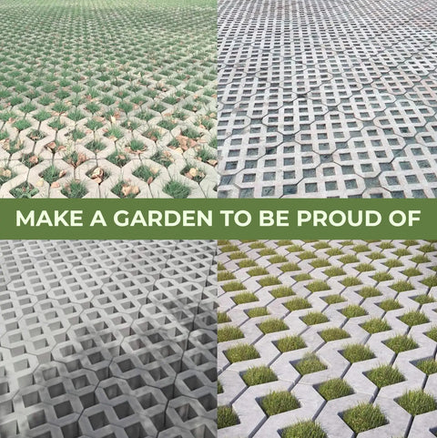 Concrete Paver Mold For Grass Pavers And Garden Walkways ABS 4mm Pathmaker Form installed on garden path