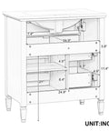 Dimensions of 30 Inch Bathroom Vanity With Drop In Ceramic Sink And Soft Close Cabinet Door showing drawer and shelf storage.
