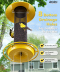Outdoor Finch Feeder For Nyjer Seed Tube With Metal Mesh 13 Inch Length Weatherproof Roof And Tray 2 Lb Capacity Hanging Bird Feeder For Backyards Yellow