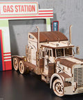 Trailer Attachment For Heavy Boy VM-03 Mechanical Truck Kit Realistic Functional Model Build With Smooth Rolling Wheels Perfect Expansion For Your Truck Crafting Project And Weekend Build Sessions, 365x120x160mm plywood truck in gas station scene