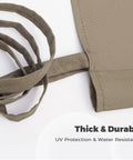 Close-up of thick, durable khaki canopy replacement for 17x6.8 ft outdoor pergola gazebo shade cover waterproof top, showing material detail.