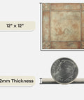 Self Adhesive 12 Inch Vinyl Floor Tiles Peel And Stick Spanish Rose Pattern Set Of 20, 12x12 inch size, 1.2mm thickness