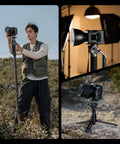 Carbon Fiber Camera Monopod With One Touch Height Adjustment And 5kg Payload Ball Head used outdoors on uneven terrain.