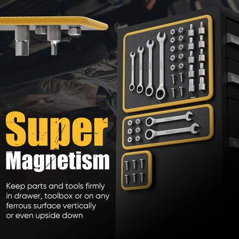Must Have 3 Piece Magnetic Tool Mat Set With Telescoping Magnetic Pickup Tool, Flexible Magnet Holder Pad, 83 Built In Magnets And 25 Lb Pull, Includes Large Medium Small Mats Plus Extendable Magnet For Wrenches Screws And Bolts