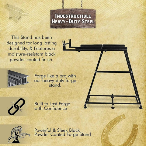 Forge Starter Kit Stand For Blacksmithing, heavy-duty heat-resistant steel stand with indestructible structure and sleek design.