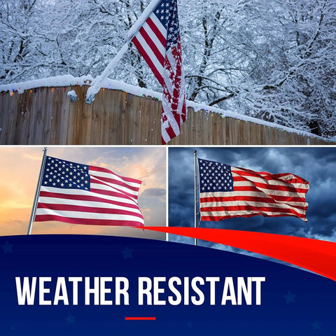 Heavy Duty 3x5 Outdoor American Flag Made In USA With Embroidered Stars And Sewn Stripes Built To Last, Durable Nylon Construction