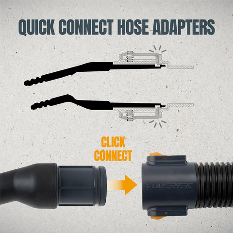 Quick Connect hose adapter illustration for Powerful PowerTec 1-5/8 Inch Hose Adapter with Quick Connect Dust Collection Fitting.