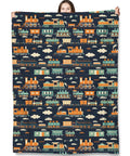 Comfy Train Themed Throw Blanket For Kids And Adults Cute Retro Steam Locomotive Pattern Fuzzy Warm Flannel Plush 50x60 Inches