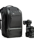 30L Camera Backpack For Photography And Video Gear With Full Front Panel Access Ultra Comfortable Dual Density Straps next to cameras