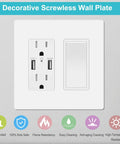 10 Pack Screwless Decorator Wall Plates for 2 Gang Outlets Switches and GFCI White Built Tough Polycarbonate Cover Plate