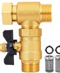 Built Tough Brass Inline Garden Hose Filter With Ball Valve Drain Three Quarters Inch GHT Replaceable 40 And 100 Mesh Screens