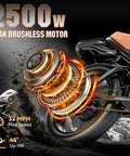 Powerful 2500W Peak Fat Tire Electric Bike for Adults with rear motor detail and rugged design for 32 MPH speed