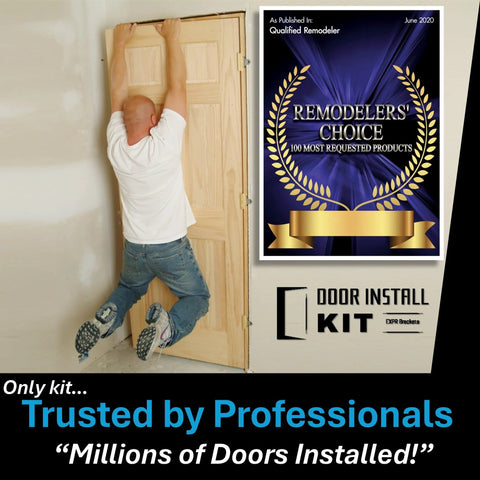 Premium Door Install Kit Max Strength Secures Both Sides To Wall With Patented Bracket System, 2-3x Stronger Than Standard Kits