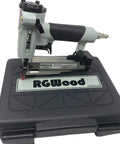 Heavy Duty Pneumatic 23 Gauge Brad Nailer Shoots Straight Through Detail Work With 6000 Piece Headless Pin Kit and Built In Air Duster, shown in case.